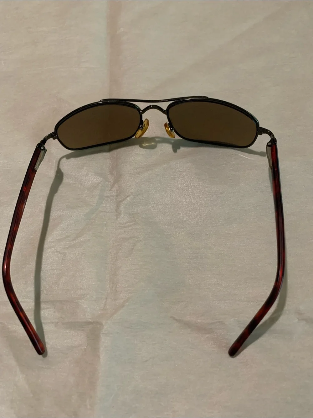 Men's Rectangular Metal Frame Sunglasses in Brown/Black